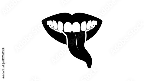 long tongue symbol, black isolated silhouette