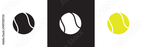 Tennis ball icon  Tennis ball sport collection.  Vector for websites, mobile interfaces, logp, presentations, banner, visual branding etc. Vector illustration. isolated on white and black background. 