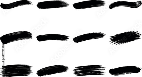 A thick, hand-painted black brush stroke vector or high with organic texture