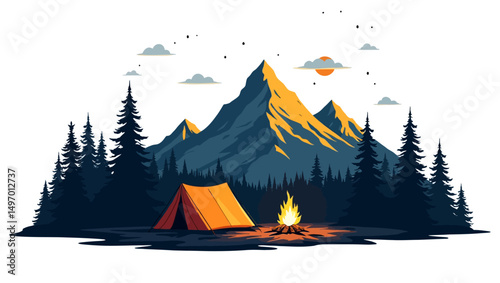 "Golden Hour Escape: Camping in the Wild"
"Sunset Over the Peaks: A Tent Among Pines"
"Wilderness Retreat: Mountain Camping Adventure