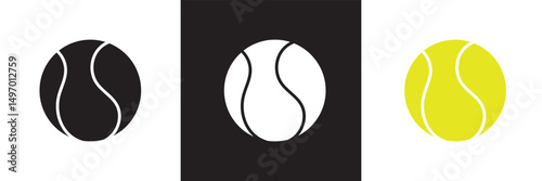 Tennis ball icon  Tennis ball sport collection.  Vector for websites, mobile interfaces, logp, presentations, banner, visual branding etc. Vector illustration. isolated on white and black background. 
