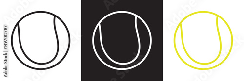 Tennis ball icon  Tennis ball sport collection.  Vector for websites, mobile interfaces, logp, presentations, banner, visual branding etc. Vector illustration. isolated on white and black background. 