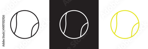 Tennis ball icon  Tennis ball sport collection.  Vector for websites, mobile interfaces, logp, presentations, banner, visual branding etc. Vector illustration. isolated on white and black background. 