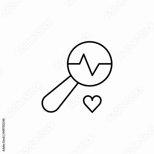 magnifying glass heart icon sign vector