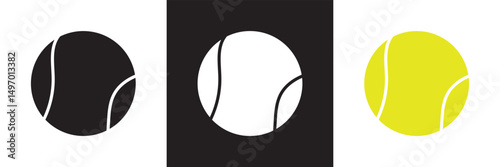 Tennis ball icon  Tennis ball sport collection.  Vector for websites, mobile interfaces, logp, presentations, banner, visual branding etc. Vector illustration. isolated on white and black background. 