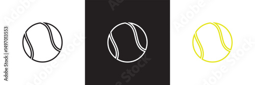 Tennis ball icon  Tennis ball sport collection.  Vector for websites, mobile interfaces, logp, presentations, banner, visual branding etc. Vector illustration. isolated on white and black background. 
