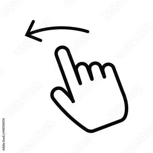 Swipe Left icon, Hand swipe left icon vector illustration. Screen swipe sign.