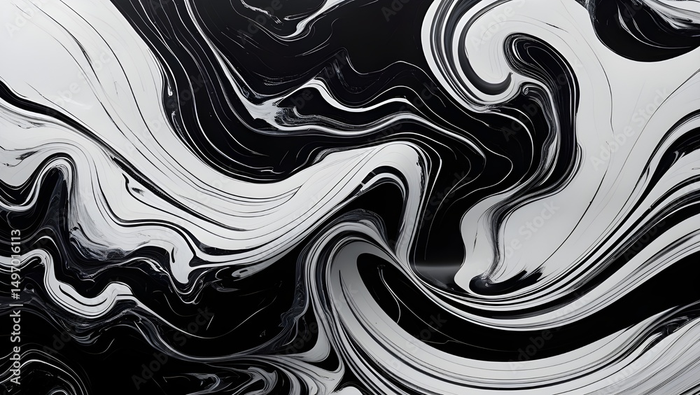 Fototapeta premium Abstract Black & White Marble Swirl | Bold Contrast Modern Texture