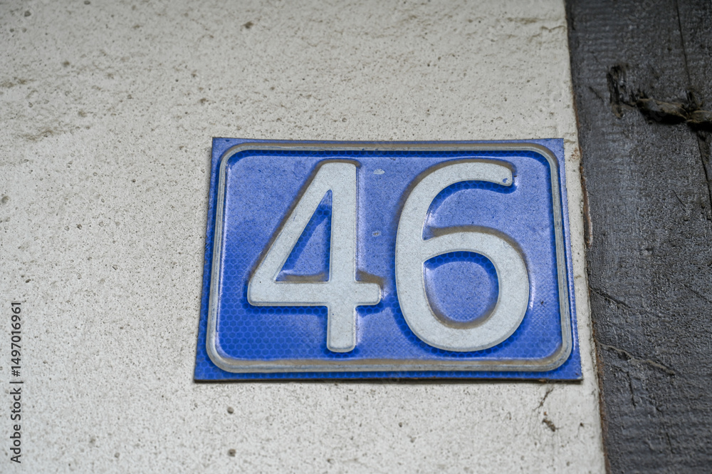 House number on the facade of the house. Home address. House number on the facade of the house. Home address.