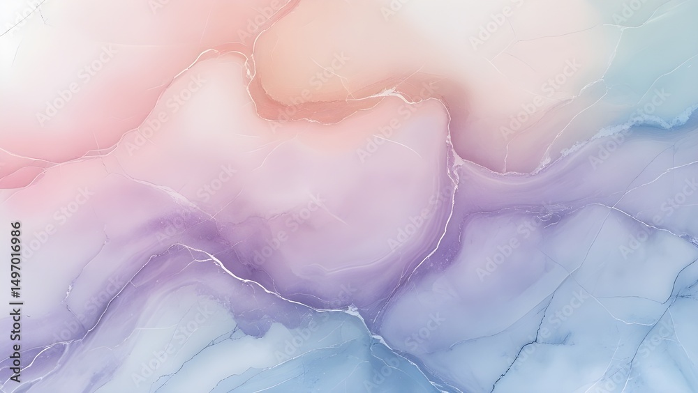 Fototapeta premium Pastel Gradient Marble Texture | Soft Blush, Lavender & Sky Blue Overlay