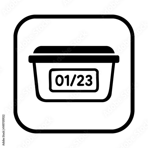 Food storage icon with labeled expiration date