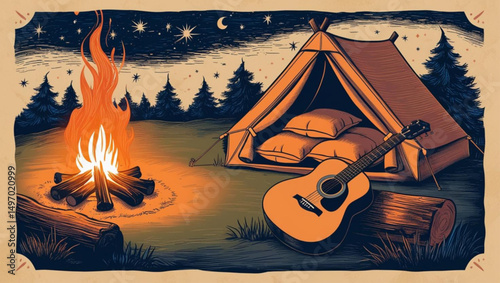 camp background on vector
