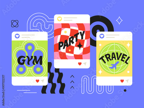 Interesting events - social media screens templates set