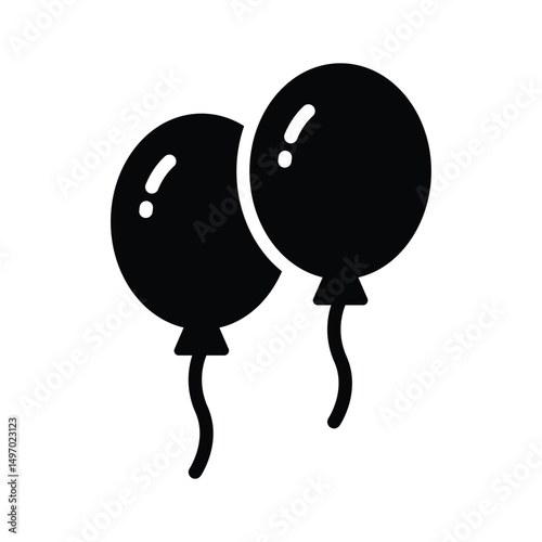 Visually engaging glyph icon depicting floating balloons