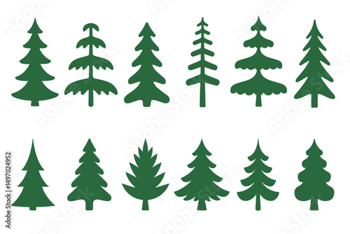 pine tree silhouettes. pine tree vector. evergreen tree.  Christmas tree vector 