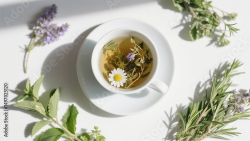 Herbal tea with chamomile and herbs