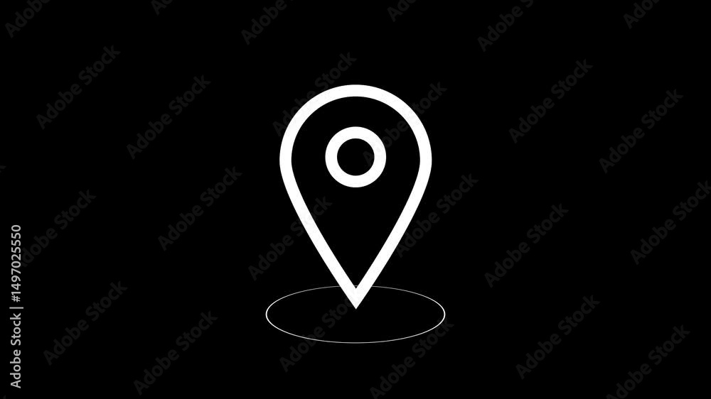 Animated of white location pin icon with transparent background. Animated of white location pin icon with transparent background.