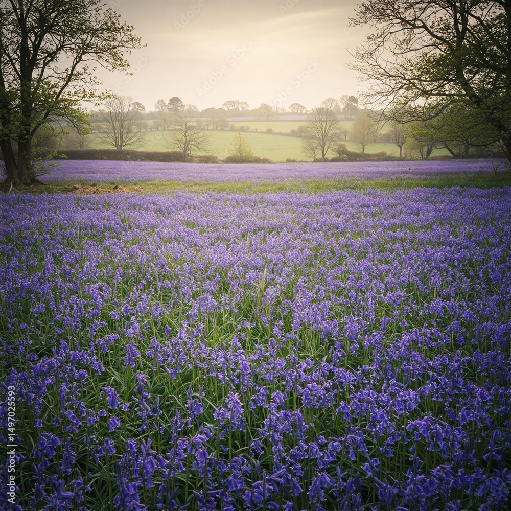 Naklejka premium lavender field at sunset