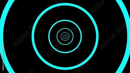 Animated abstract tunnel loop with glowing concentric circles and seamless neon motion background