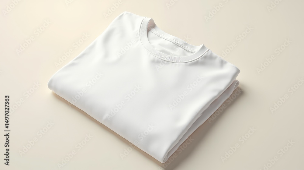 Immaculate folded pure white luxury cotton crew neck short sleeve t-shirt mockup Immaculate folded pure white luxury cotton crew neck short sleeve t-shirt mockup