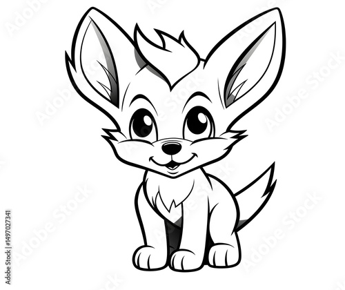 Cute baby arctic fox coloring page.