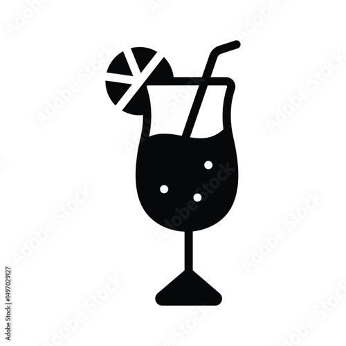 Visually appealing glyph icon of cocktail drink