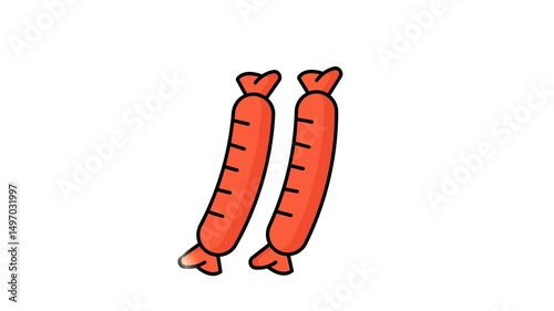 Sausage icon animated. animated icon related to food. suitable for user interface, provide visual feedback and more. alpha channel, transparent background
