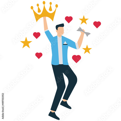 Proud Businessman Admiring His Achievements