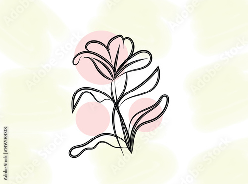 Elegant Minimalist Line Art Flower with Pastel Background