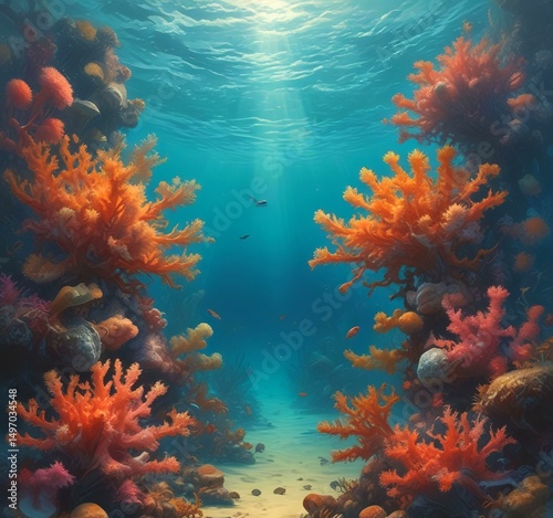 Wallpaper Mural Illustration of underwater coral environment. Torontodigital.ca