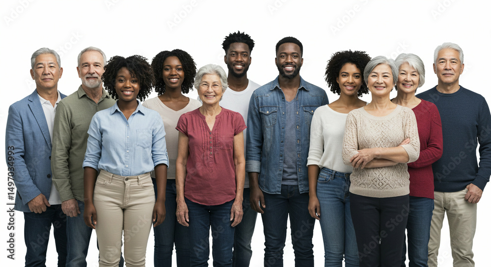 Fototapeta premium Diverse group standing together smiling warmly