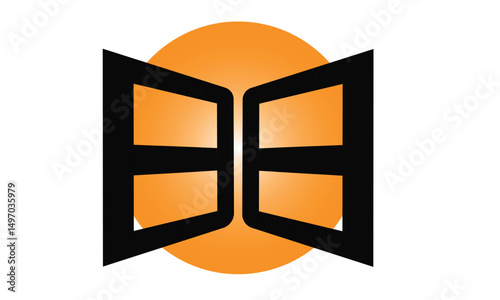 Letter  B Door Logo Design Real Stock Vector