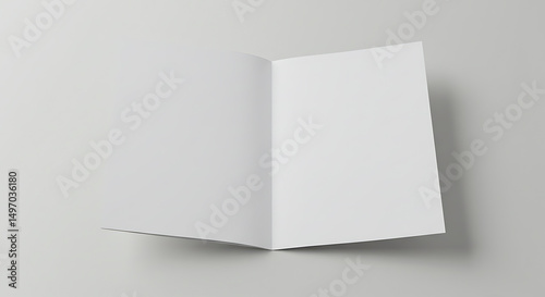 Blank Bi-Fold Brochure Mockup Open White Paper Leaflet Template