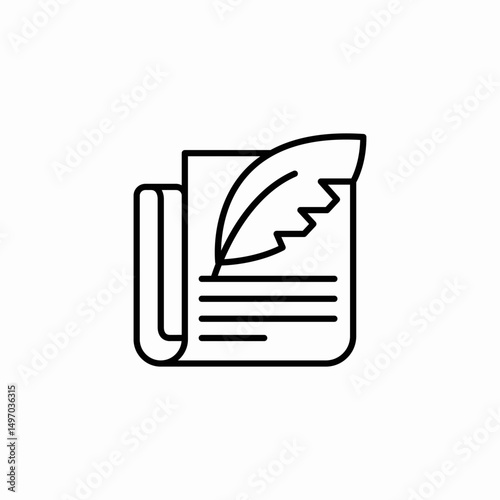 feather scroll icon sign vector
