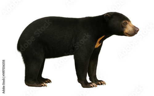 Sun Bear Standing in Profile White Background photo