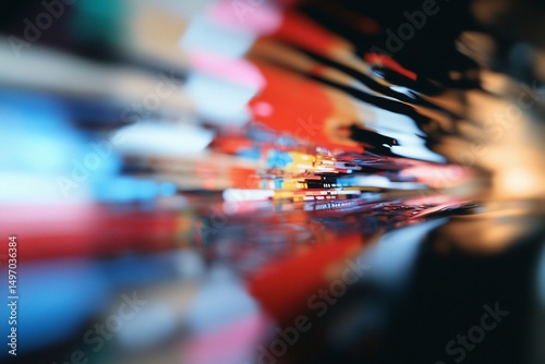 Abstract, vibrant, colorful, fast-moving streaks