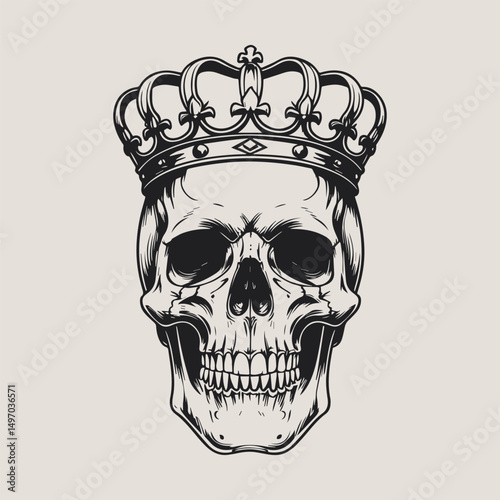 illustration of a skull wearing a crown