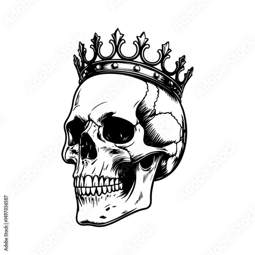 illustration of a skull wearing a crown