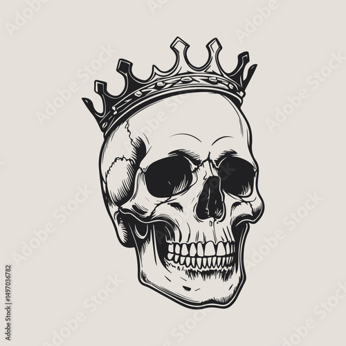 illustration of a skull wearing a crown