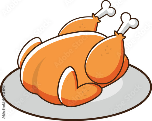 Roast chicken, vector illustration, clipart, for designers and backgrounds.