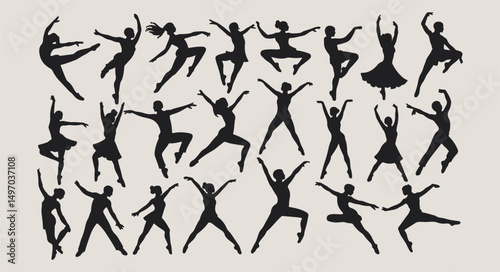 black silhouette vector illustration of dancer