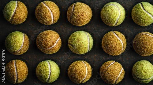 Tennis balls in grid pattern