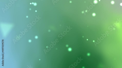 Abstract Soft Green and Blue Background with Floating Particles and Gentle Light Effects