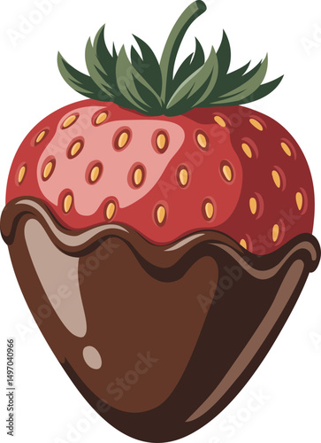 Chocolate dipped Strawberry isolated vector illustration 