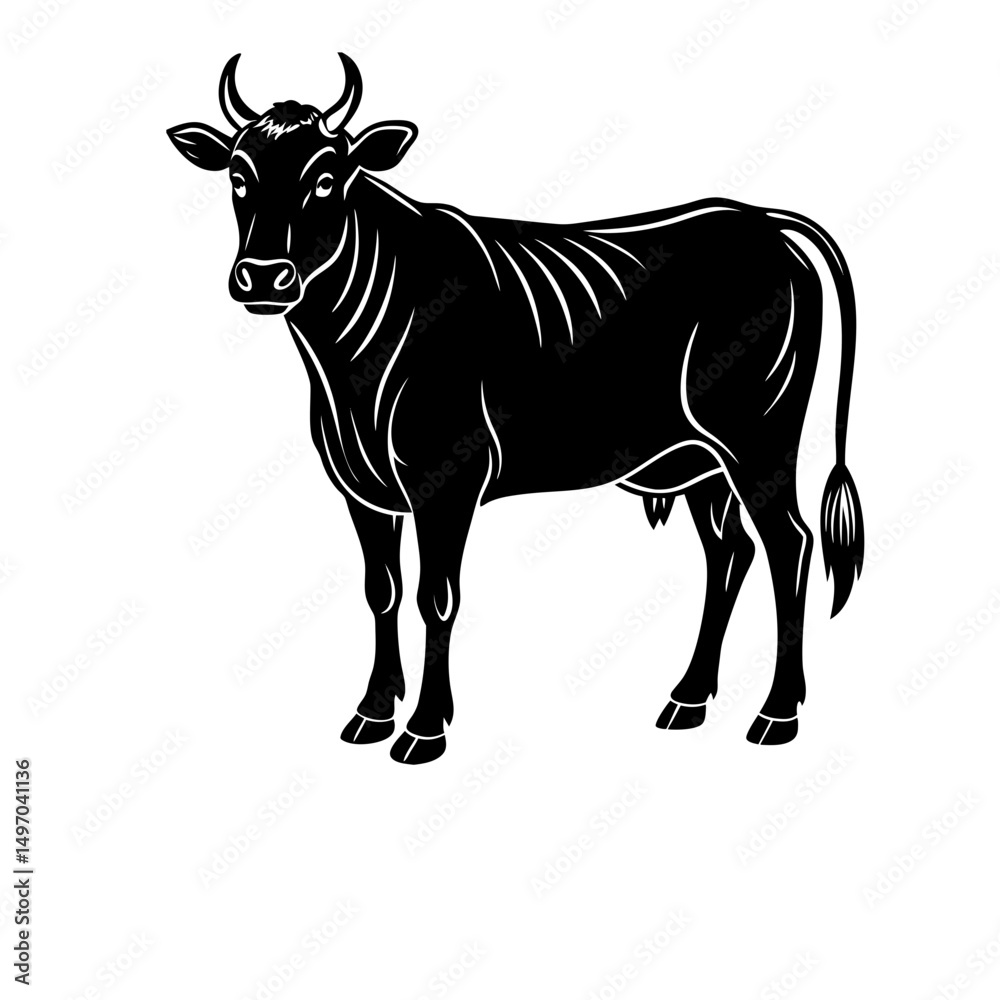 Fototapeta premium Silhouette Illustration Of Cow