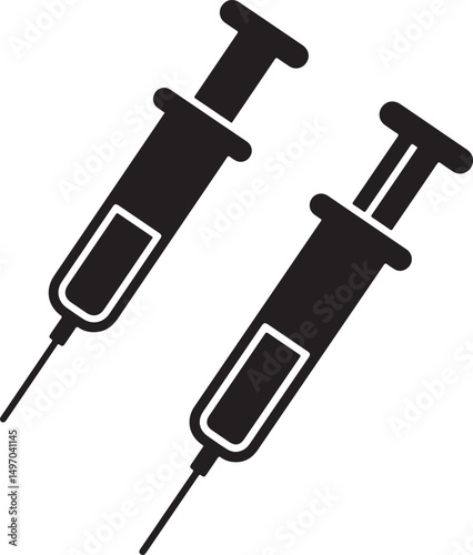 Syringe injection icon silhouette vector set, injection icon  vector illustration