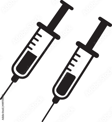 Syringe injection icon silhouette vector set, injection icon  vector illustration