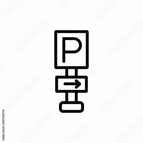 Parking sign post icon vector sign