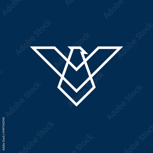 Abstract Mono Line Eagle logo design vector template