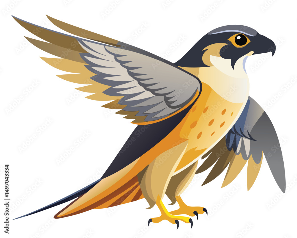 Fototapeta premium a graceful watercolor of a peregrine falcon with swift wings
